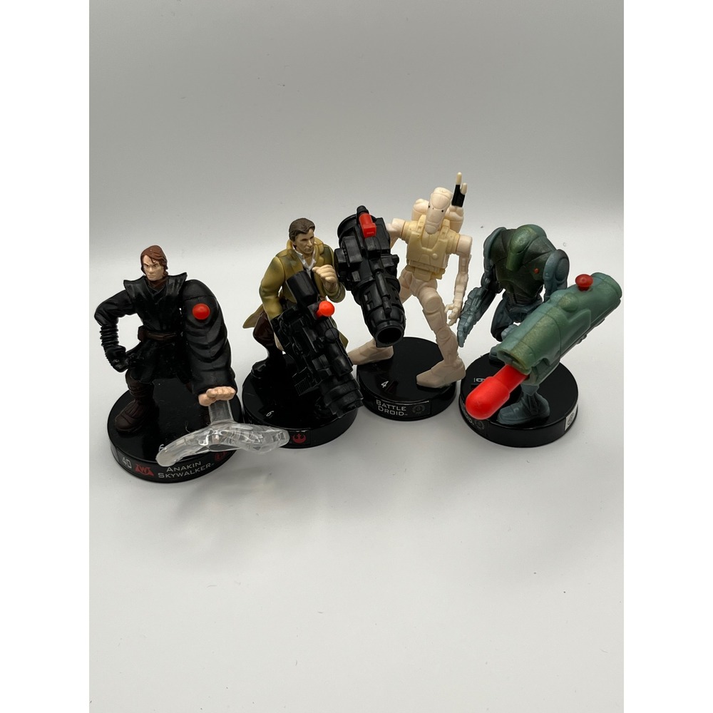 Star Wars Attacktix Battle Figure Lot Anakin Han Solo Battle Droids‎ Hasbro 2005